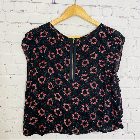Free People Floral Ruffle Tiered Crop Top Size Small - Picture 10 of 12